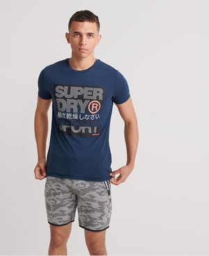 Superdry Core Logo Text Rövidujjú Férfi Pólók MélyTürkiz | BARPO5168